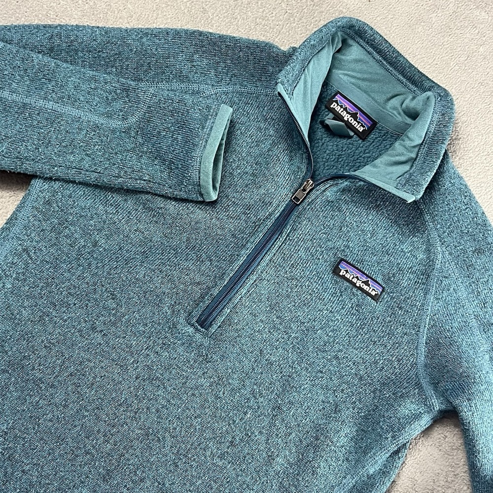 Patagonia Better Sweater 1/4 Zip Teal Fleece Jacket Outdoor Hiking Womens XS